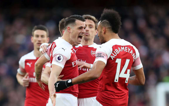 Granit Xhaka of Arsenal celebrates.