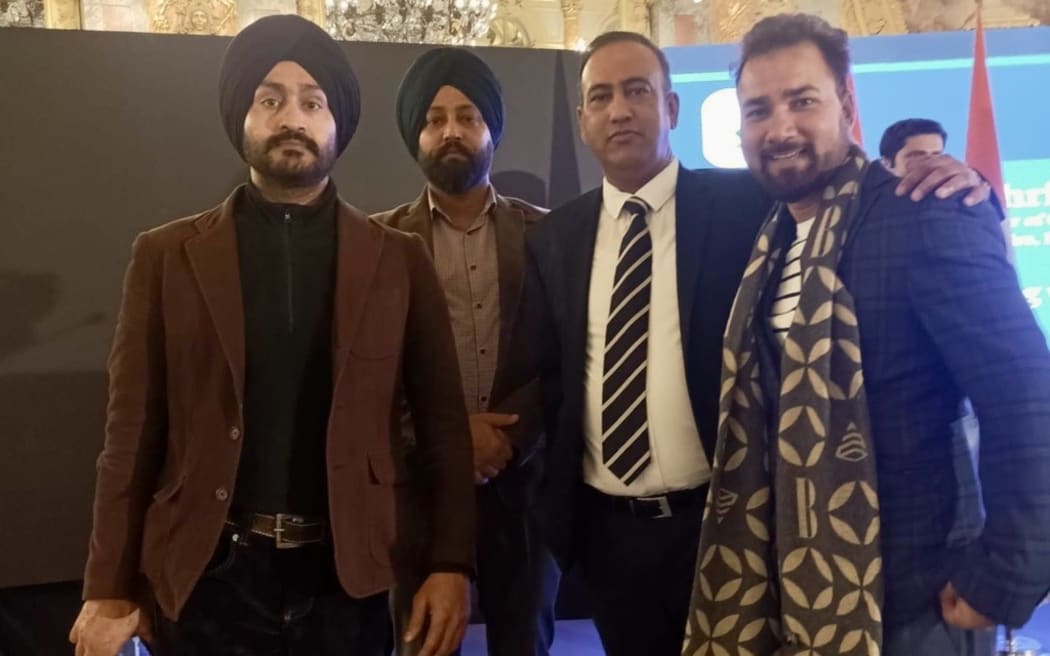Daljeet (second from right) with some members of the Sikh community at the Indian Embassy. Image: Supplied / Daljeet Singh