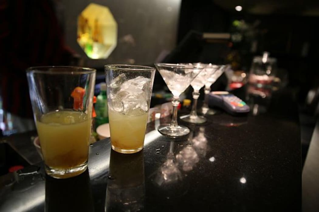 Line up of drinks on bar