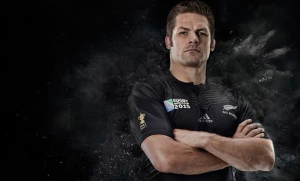 All Blacks captain Richie McCaw in the new Rugby World Cup jersey.