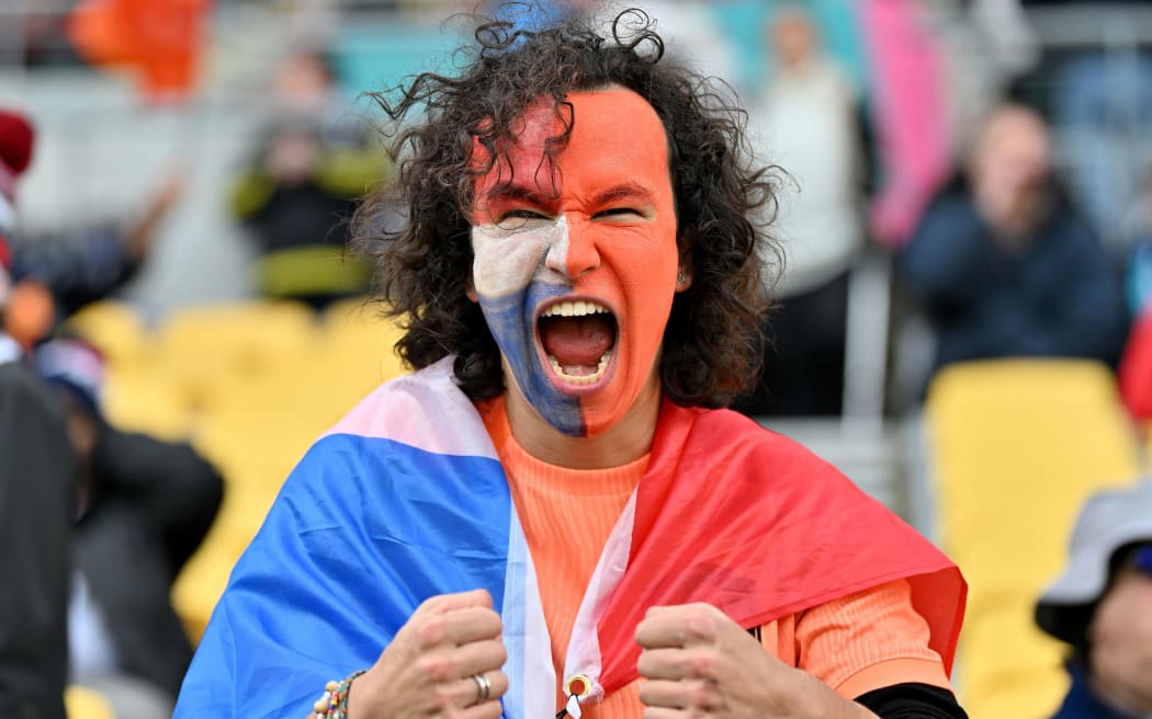 Netherlands fans show their support during the FIFA Women’s World Cup Group E -  USA v Netherlands at Wellington Regional Stadium, Wellington, New Zealand on Thursday 27 July 2023.
Copyright photo: Masanori Udagawa /  www.photosport.nz