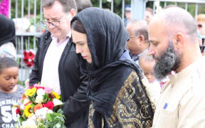 Prime Minister Jacinda Ardern at the Kilbirnie Mosque.