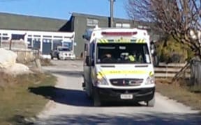 An ambulance leaves Pyramid Valley Engineering.