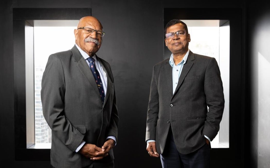 Fiji Prime Minister Sitiveni Rabuka, left, and Deputy PM and Finance Minister Biman Prasad.