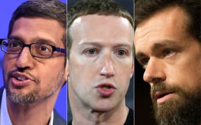 Alphabet Google chief executive Sundar Pichai, Facebook founder Mark Zuckerberg and Twitter chief executive Jack Dorsey.
