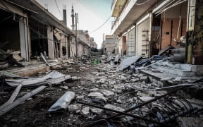The destroyed streets of Kobane, in Syria.