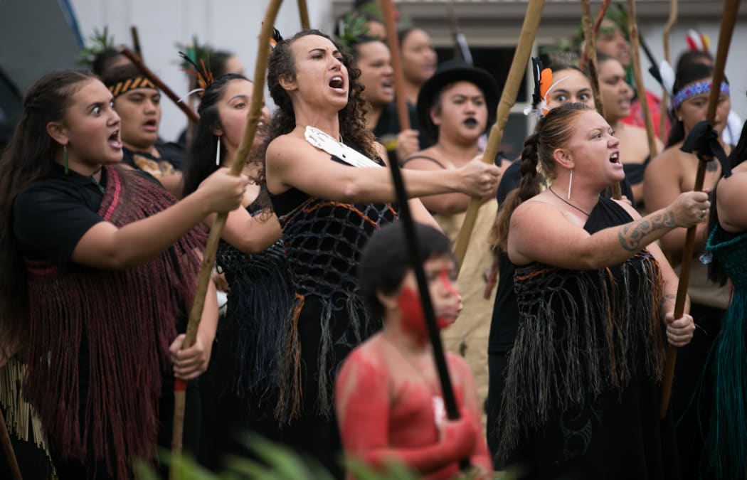 Haka powihiri at Haratu Marae for the National Day of Remembrance on March 11th in Russell