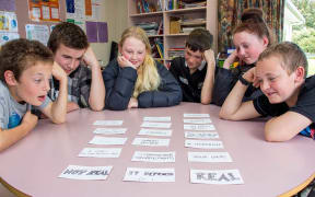 Home > About Massey > News > Is my chair real, and other philosophical quandaries4Hiwinui School’s weekly philosophy class with Year Seven and Eight pupils (from left) Liam Craw, Jack Jones, Anya Weth, Robbie Stewart, Hannah Chowen and Joshua Hurley.