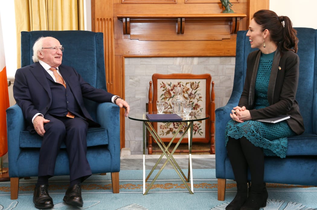 Irish President Michael Higgins meets with Prime Minister-designate Jacinda Ardern.