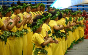 Kids from the Hutt Valley region performing at the Tokelau Festival. In Tokelau, young kids are not allowed to perfom at the Fatele.