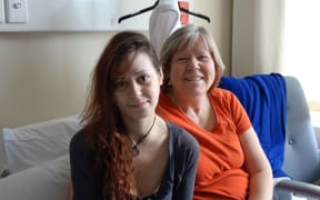 Renee Whitehouse with her mum Jackie less than a month after she was hit by a truck while riding a Lime e-scooter in Dunedin.