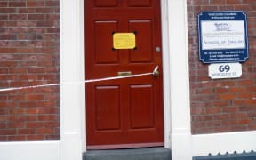 Yellow stickered language school in Worcester Street.