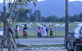 Air strip at Bauerfield Airport in Port Vila