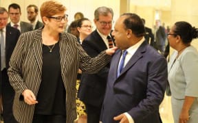 Australia's Foreign Minister Marise Payne meets her PNG counterpart Rimbink Pato in Port Moresby.