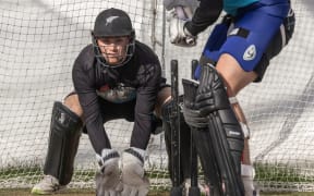 Tom Latham in action during the Black Caps training.