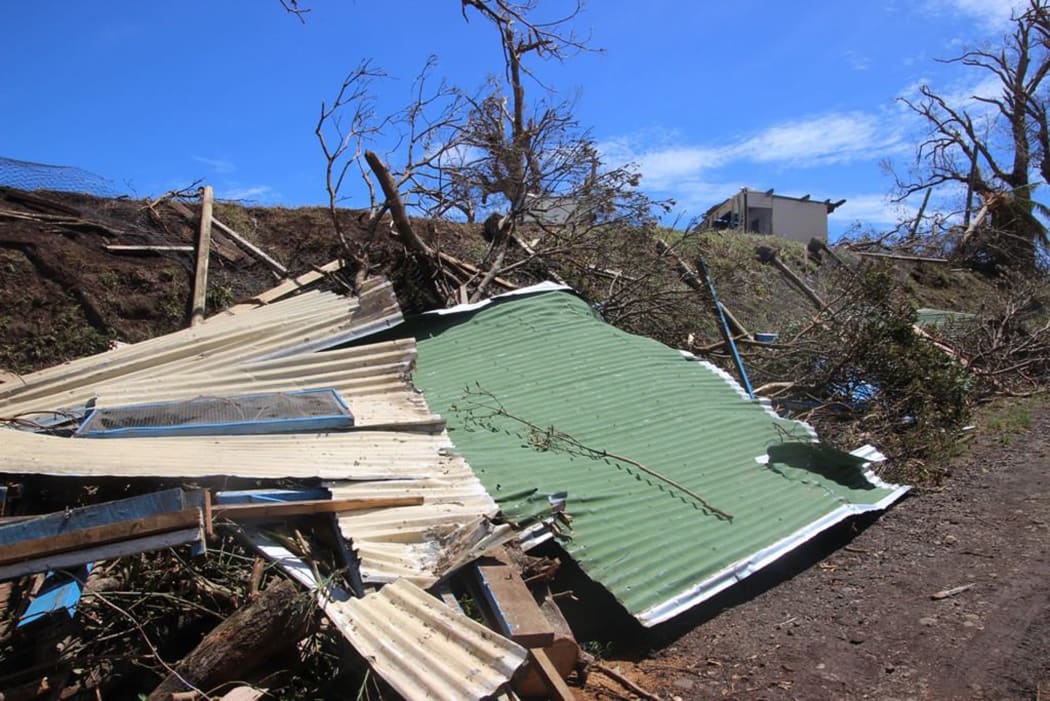 A handout photo taken on 23 February, 2016 and obtained on 24 February, shows damage to a school dormitory on Koro Island as aid arrives and the clean-up starts after the most powerful cyclone in Fiji's history battered the Pacific island nation.