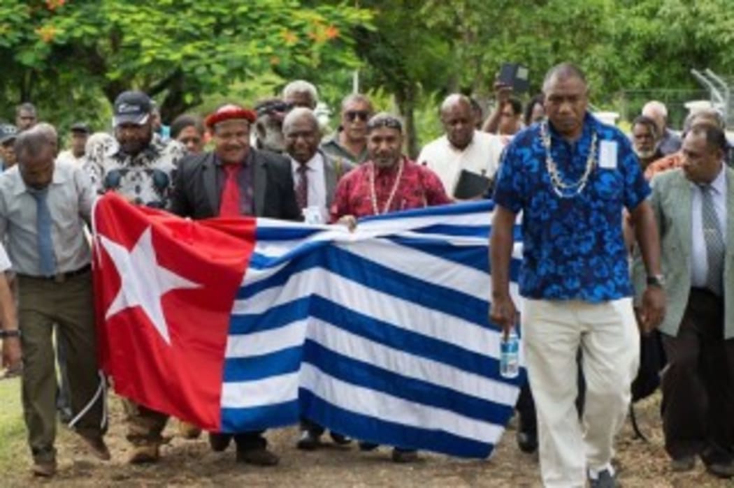 The United Liberation Movement for West Papua converges on the Melanesian Spearhead Group secretariat to submit its formal membership application.