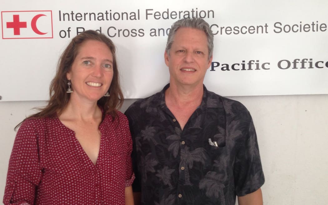 Head of the Pacific IFRC Office, Kathryn Clarkson and the Marshall Island's Jack Niedenthal