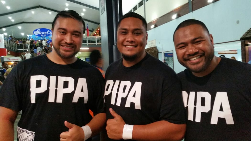 Pacific Institute of Performing Arts students Troy, Mils and Tavai (from left) prepare to welcome the All Blacks with a combined New Zealand/Samoan haka.