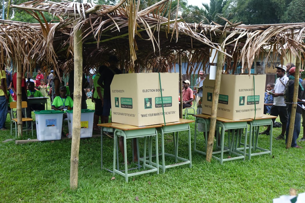 Polling station in Bulolo District, Papua New Guinea national election 2017.