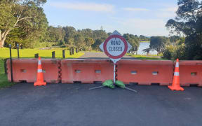Barrier at the entrance to Lake Rotomanu / Waiwhakaiho River mouth