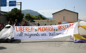 Italian No Borders movement supporters.