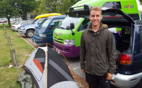 Michael Hanneken has been freedom camping in the designated area next to Addington Park in Christchurch.