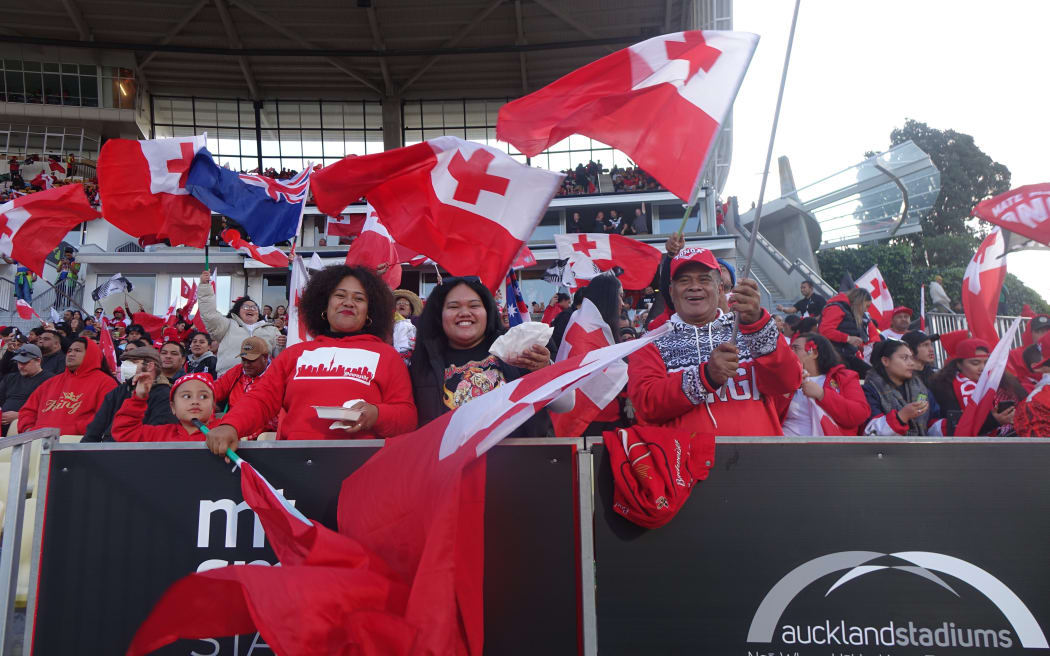 Tongan fans at Mt Smart stadium.