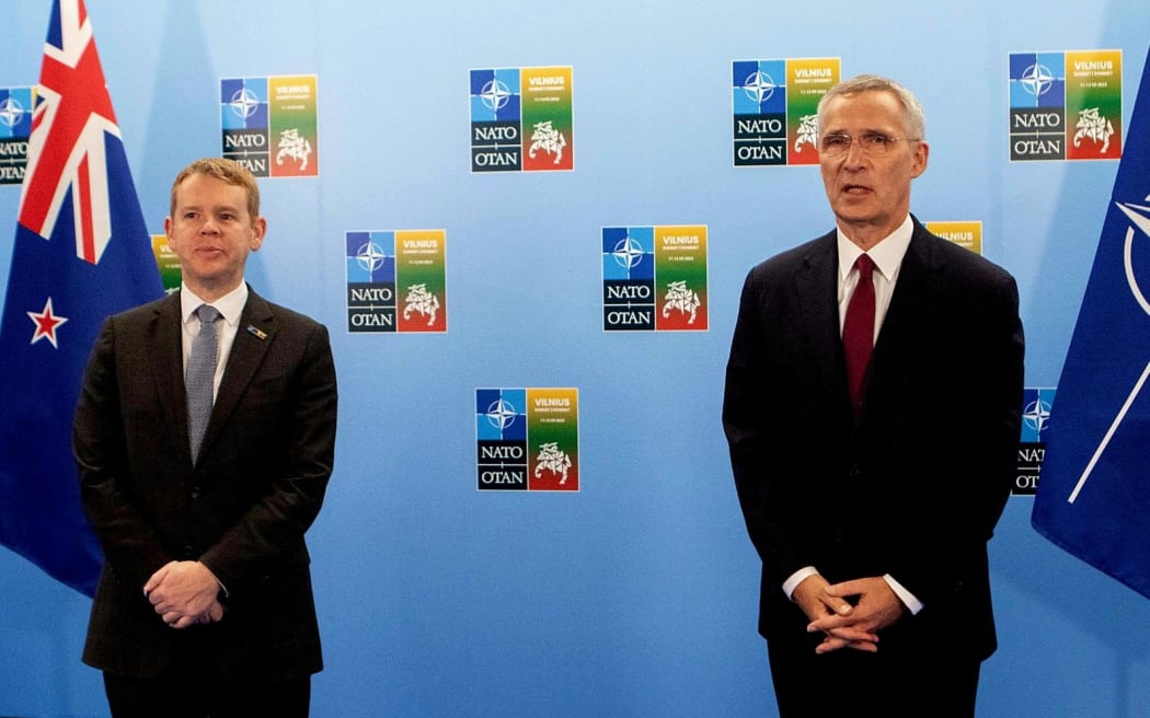 PM Chris Hipkins and Nato Secretary-General Jens Stoltenberg at NATO summit in Lithuania.
