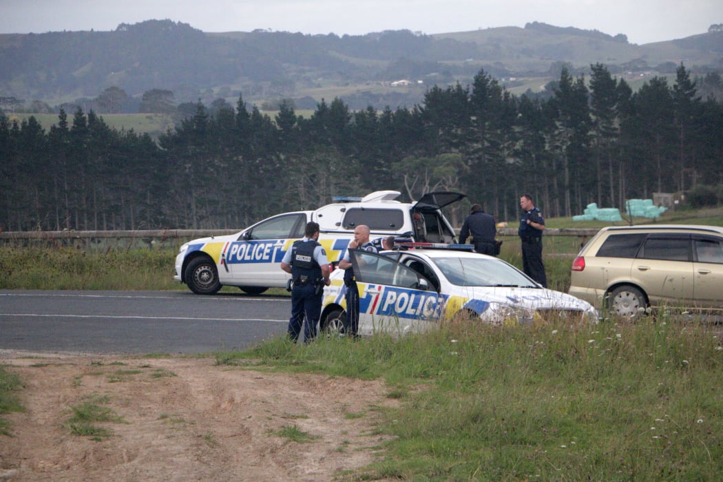 Police at the scene of an armed offenders call out in Taupaki.