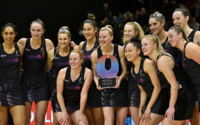 Silver Ferns with the Quad Series trophy after their ten goal win over Australia.