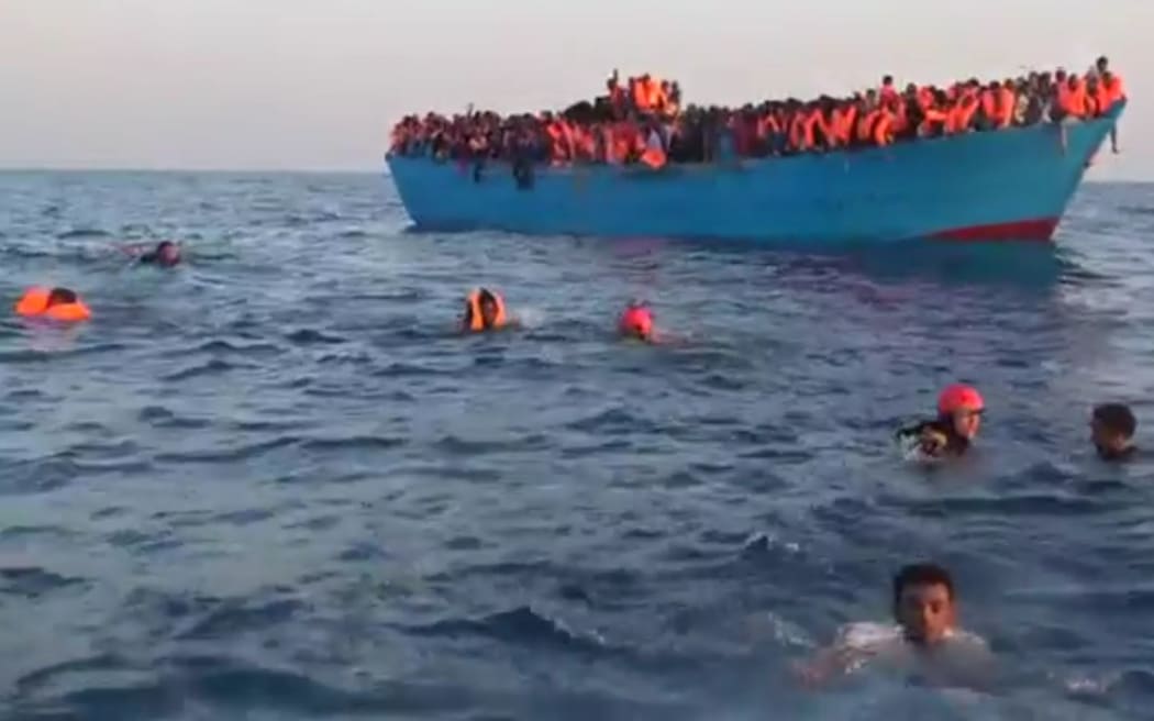 Migrants were rescued about 20km off the coast of the Libyan town of Sabratha.