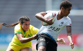 Fiji's Luisa Basei Tisolo looks to break free during the quarter final against Australia.