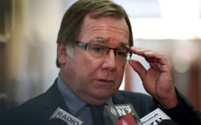 Murray McCully talking to reporters on Wednesday.