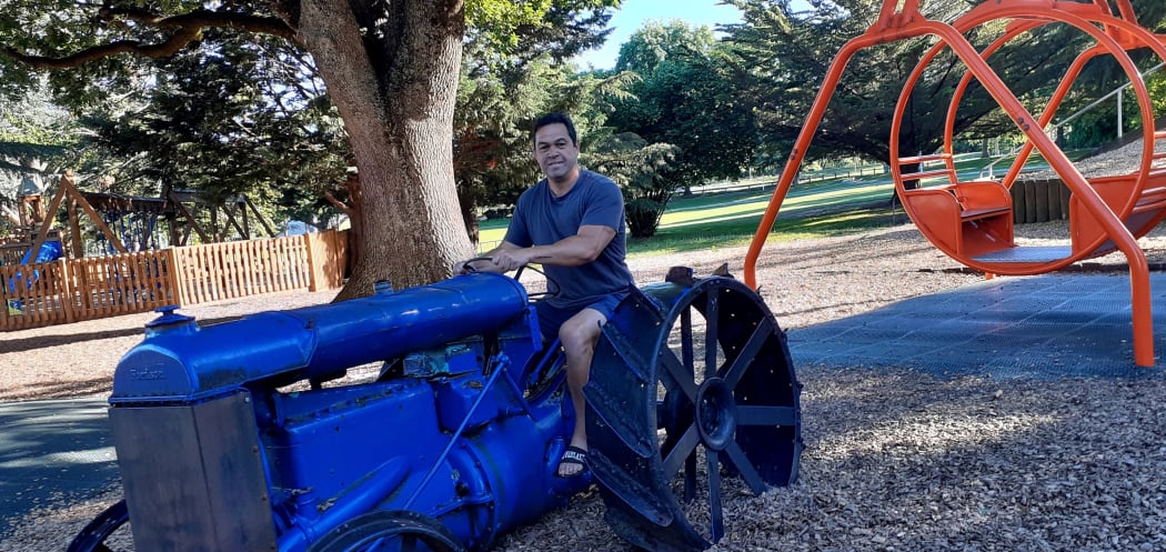 Masterton local Joe Potangaroa says he grew up using the tractor and now his children play on it.