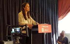 Labour leader Jacinda Ardern speaking in Christchurch.
