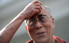 The Dalai Lama speaking to media after his White House meeting.