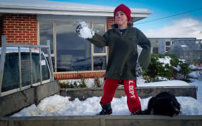 Nine-year-old Lachlan Dixon takes advantage of the fresh dumping of snow in Southland.