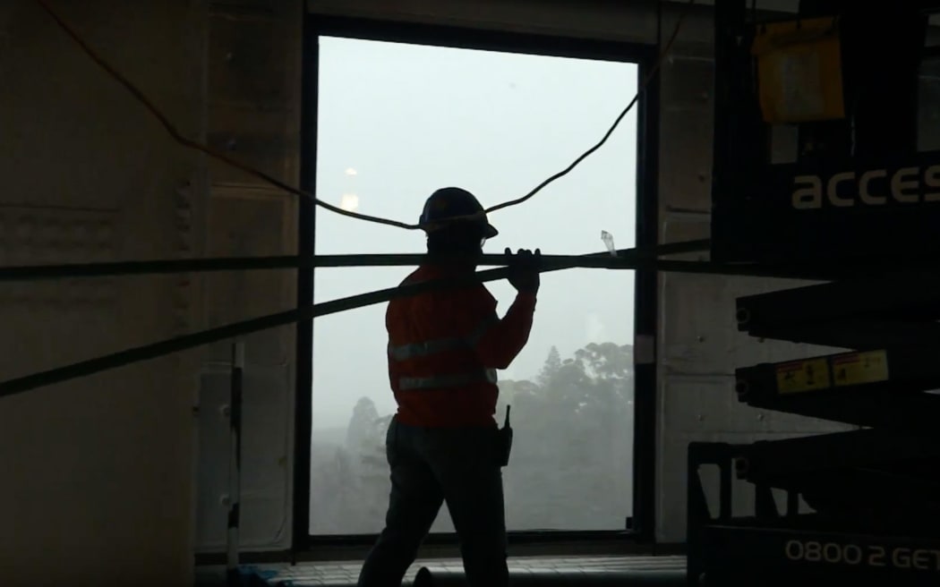 A Filipino worker at a construction site in Christchurch.