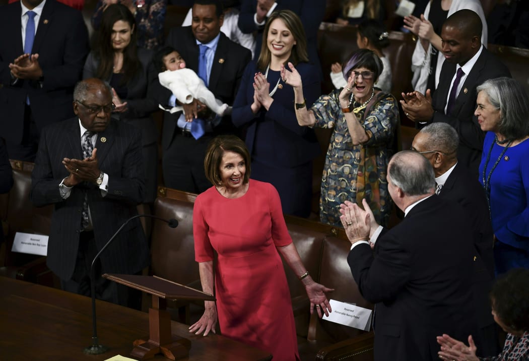 Nancy Pelosi reacts as she is confirmed Speaker of the House during the 116th Congress and swearing-in ceremony on the floor of the US House of Representatives at the US Capitol on 3 January, 2019 in Washington, DC.