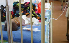 A child being treated at Port Vila's hospital.