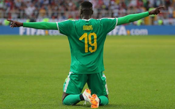 5542036 19.06.2018 Senegal's Mbaye Niang celebrates the goal during the World Cup Group H soccer match between Poland and Senegal at the Spartak stadium in Moscow, Russia, June 19, 2018. Vitaliy Belousov / Sputnik