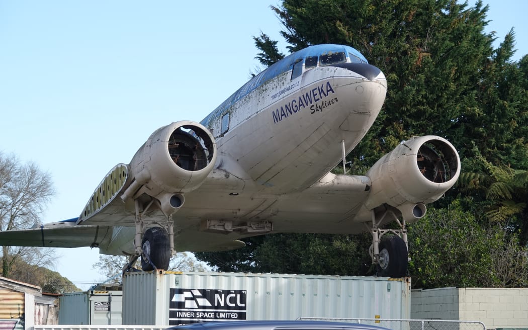 For two years the plane has sat on the Shannon roadside, on top of containers.