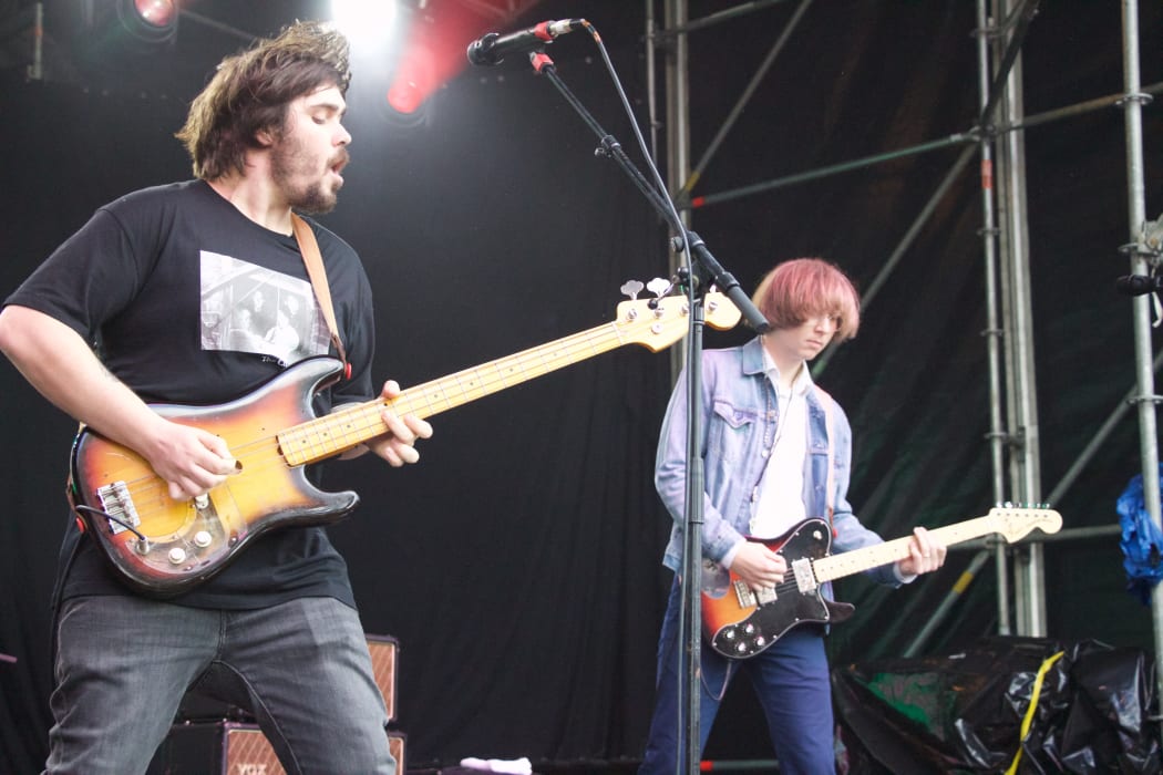 Sean Yeaton and Austin Brown of Parquet Courts performing at Laneway 2019