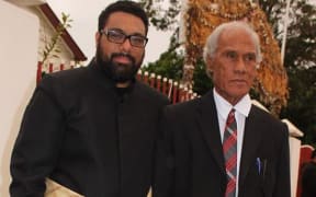 The Speaker of the House, Lord Fakafanua, (left), and PM 'Akilisi Pohiva.