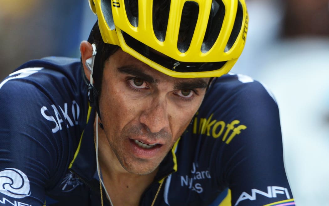 Spanish cyclist Alberto Contador competes at Tour de France.