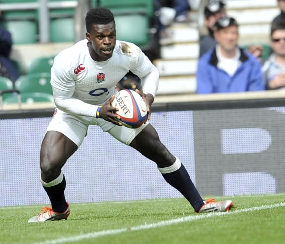 Christian Wade scores a try during England and Barbarians match at Twickenham.