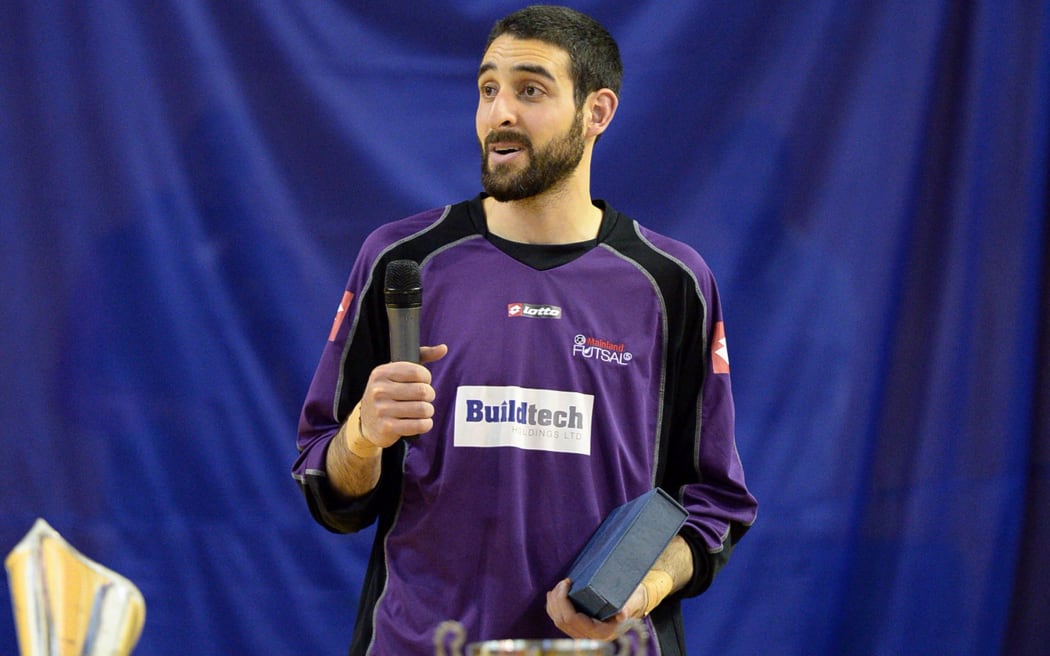 Atta Elayyan with the MVP award of the Futsal League,Futsal National League, Series 3, Auckland, December 2014.