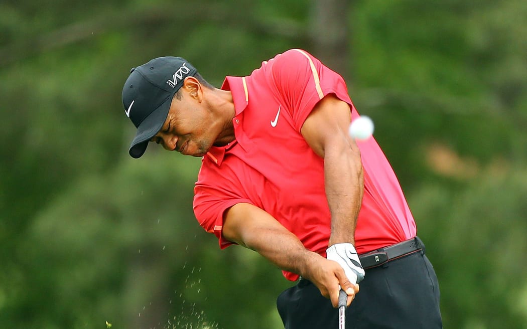Tiger Woods in action during the final round of the US Masters.