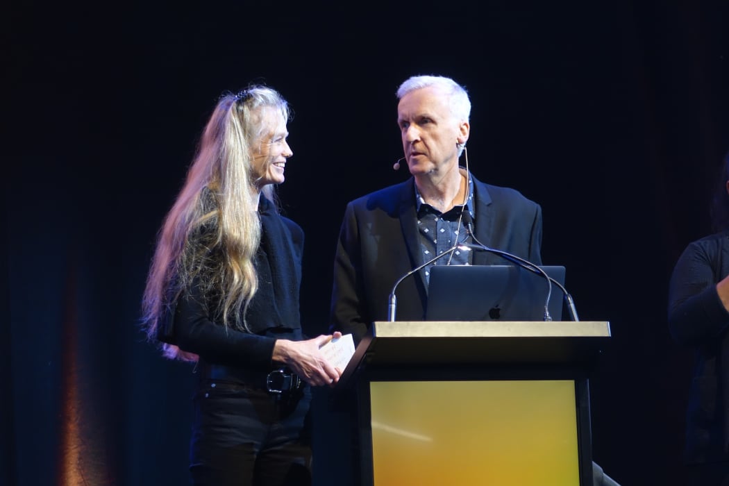 Environmental activist Suzy Amis Cameron
with her husband, hollywood director James Cameron, at the Just Transition event.